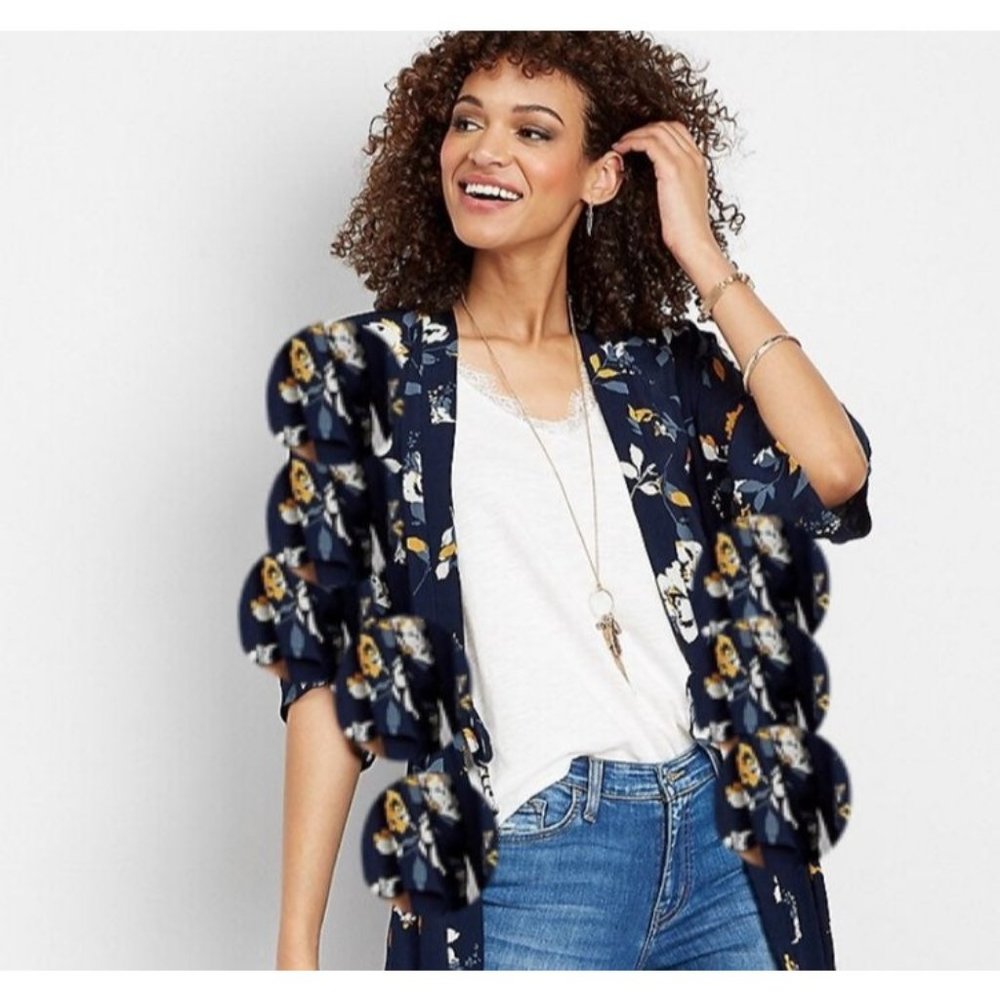 cardigan sweater knit ruffles kimono top